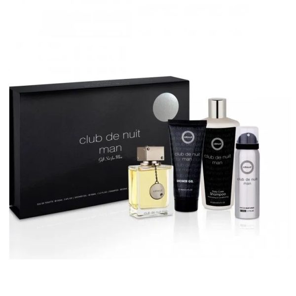 ESTUCHE ARMAF CLUB DE NUIT HOMBRE 4PZS 105ML EDP + SHAMPOO + GEL DE BAÑO + SPLASH