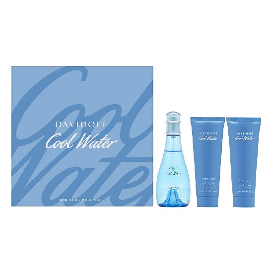 ESTUCHE DAVIDOFF COOL WATER MUJER 3PZS 100ML EDT + CREMA + GEL DE BAÑO