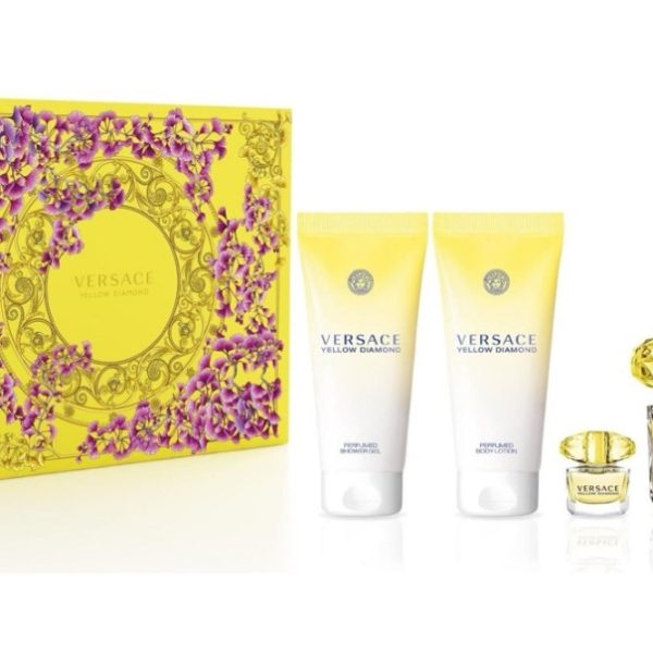 ESTUCHE VERSACE YELLOW DIAMONDS MUJER 4PZS 90ML EDP + 5ML EDP + GEL DE BAÑO + CREMA