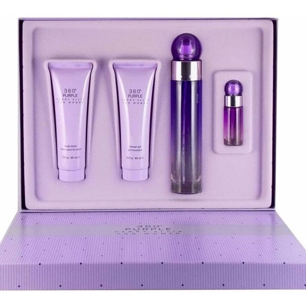 ESTUCHE PERRY ELLIS 360 PURPLE MUJER 4PZS 100ML EDP + 7.5ML EDP + CREMA + DESODORANTE